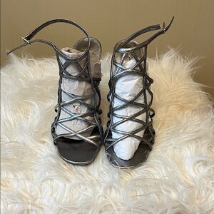Via Spiga Metallic Leather Strappy Heels. Size 9.5.